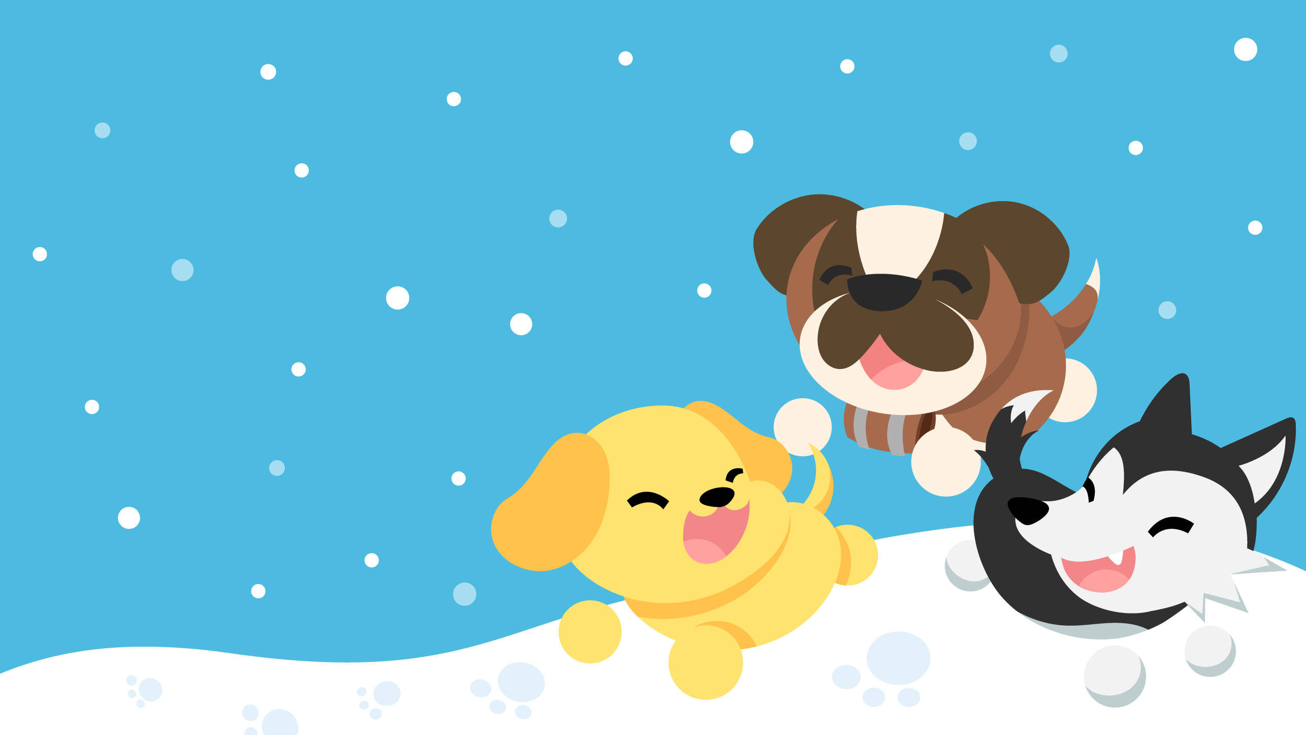 Roblox Adopt Me, puppies, snowy drifts, 2K Desktop Wallpaper