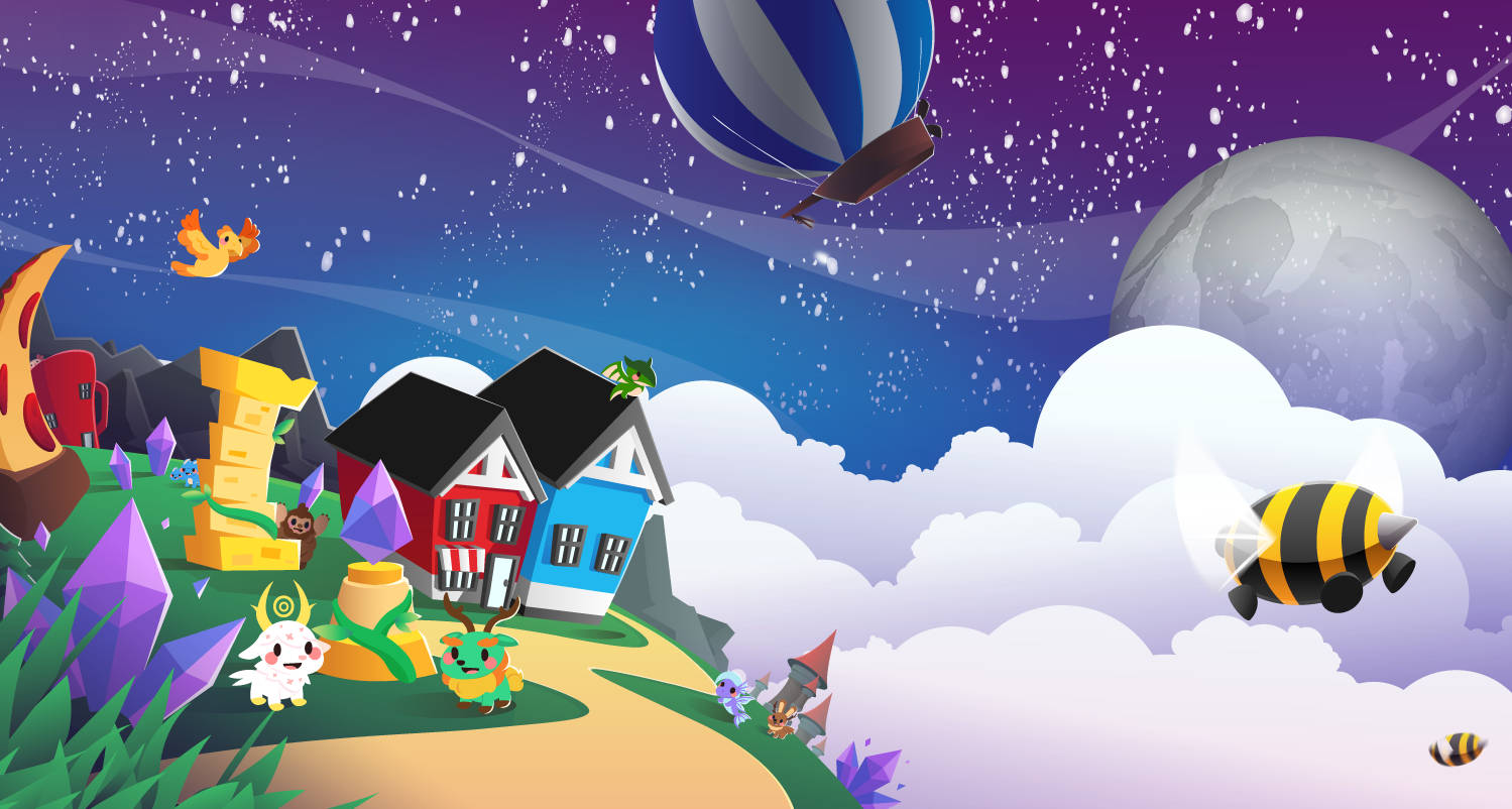 Roblox Adopt Me, mythical friends, colorful houses, HD Desktop Wallpaper