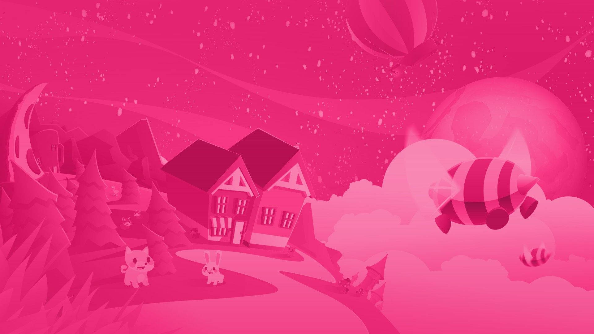 Roblox Adopt Me, pink aesthetic, whimsical pink monochrome village, Full HD Desktop Wallpaper
