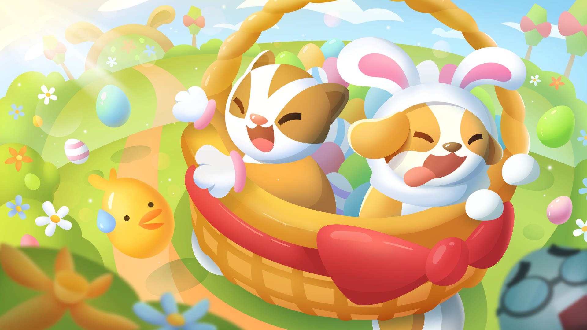 Roblox Adopt Me, Easter Basket, cartoon animals, Full HD Desktop Wallpaper