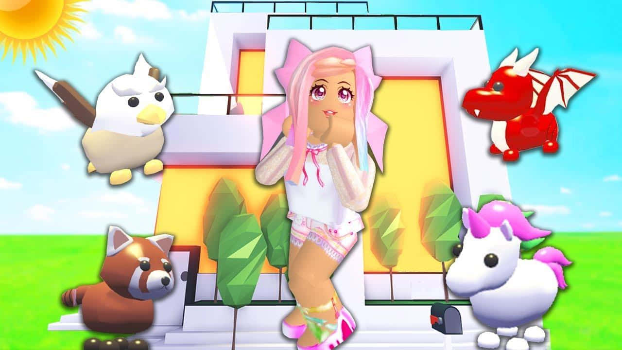 Adopt Me, Roblox, pink-haired anime girl, HD Desktop Wallpaper