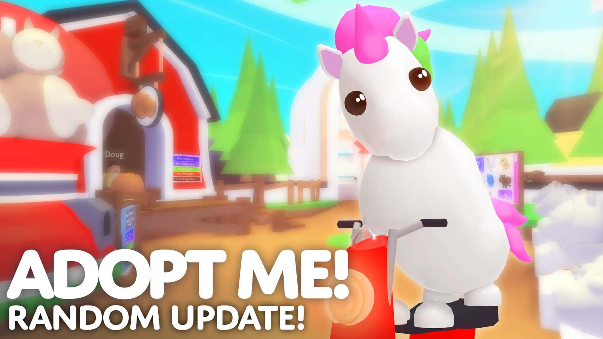 Roblox Adopt Me, white unicorn, pink mane, Full HD Desktop Wallpaper