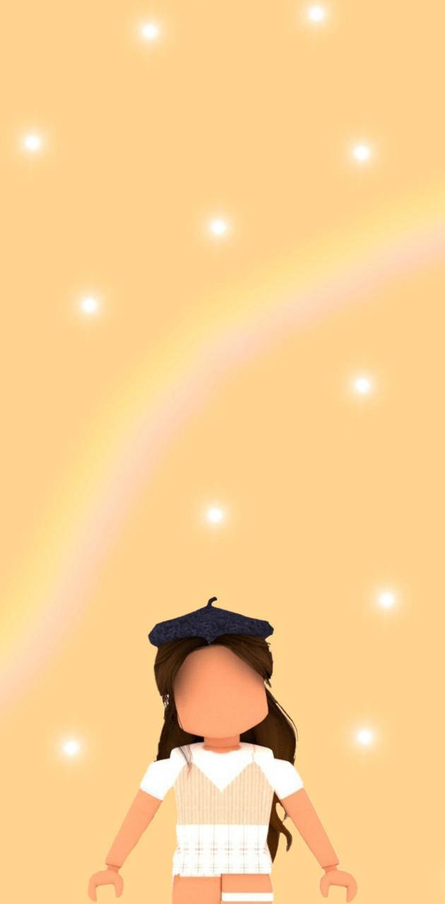 Roblox-style avatar, beret, soft golden sky, HD Phone Wallpaper