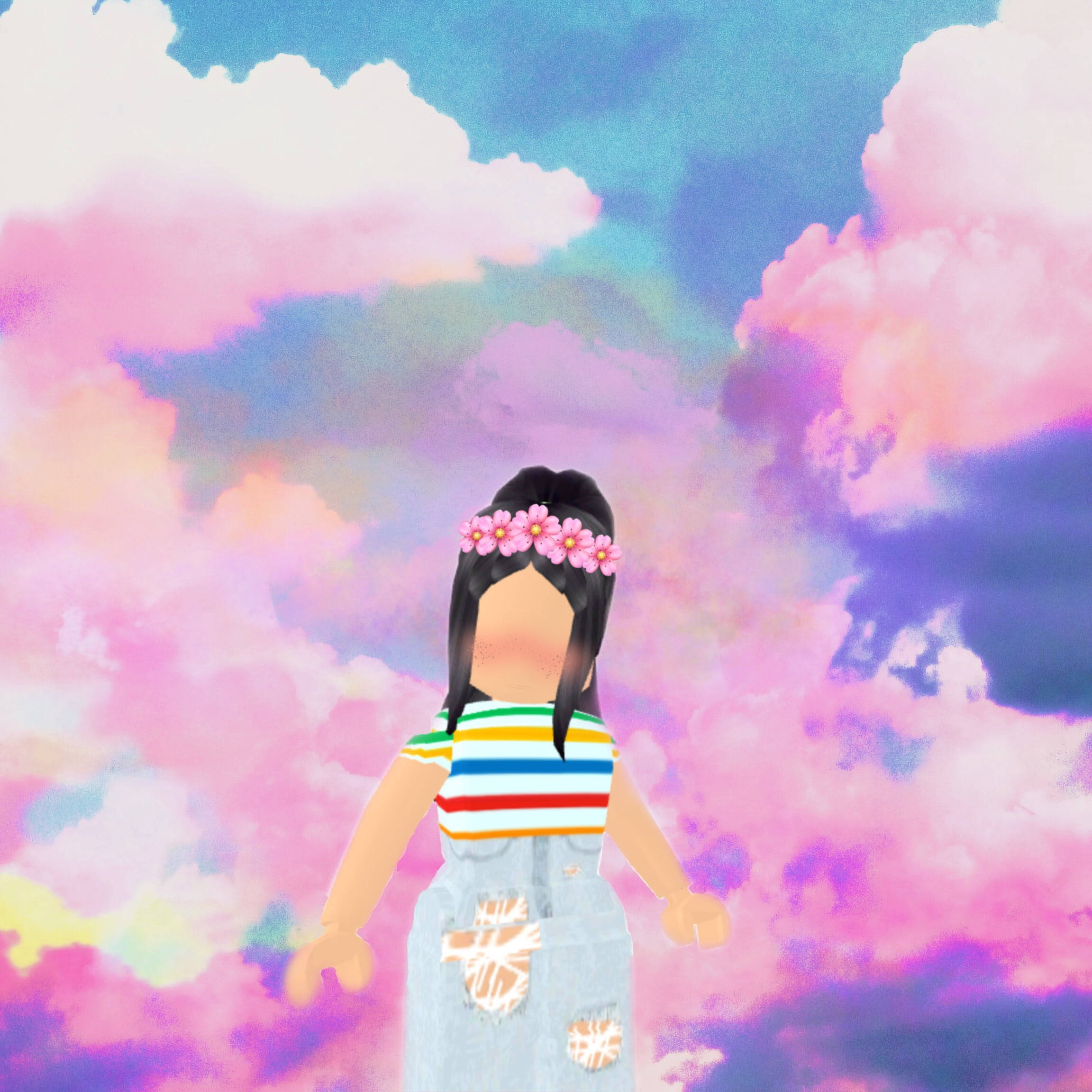 Roblox Aesthetic, flower crown, pastel sky, Full HD Desktop Wallpaper