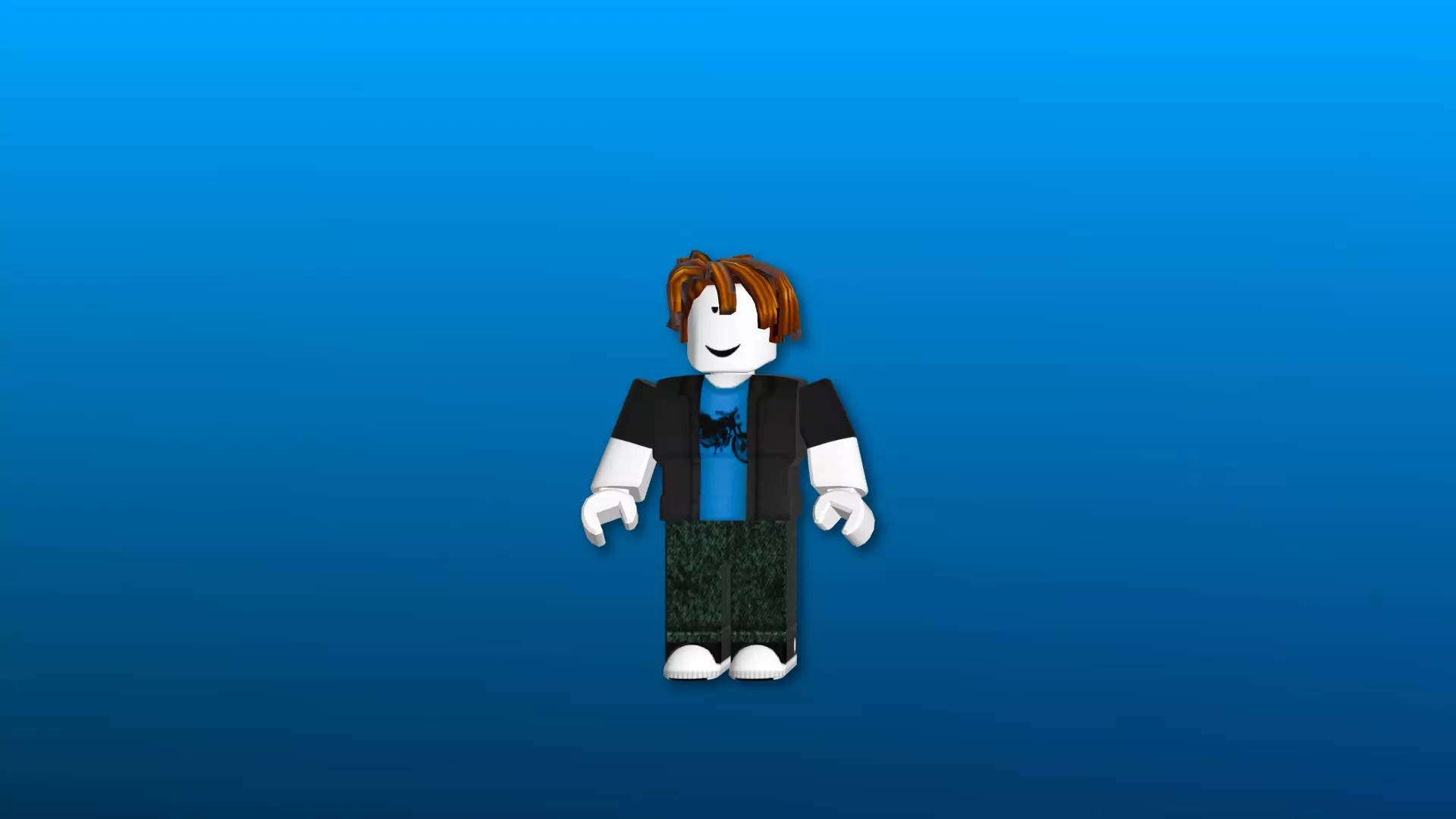 Roblox Avatar, brown hair, black jacket, Full HD Desktop Wallpaper