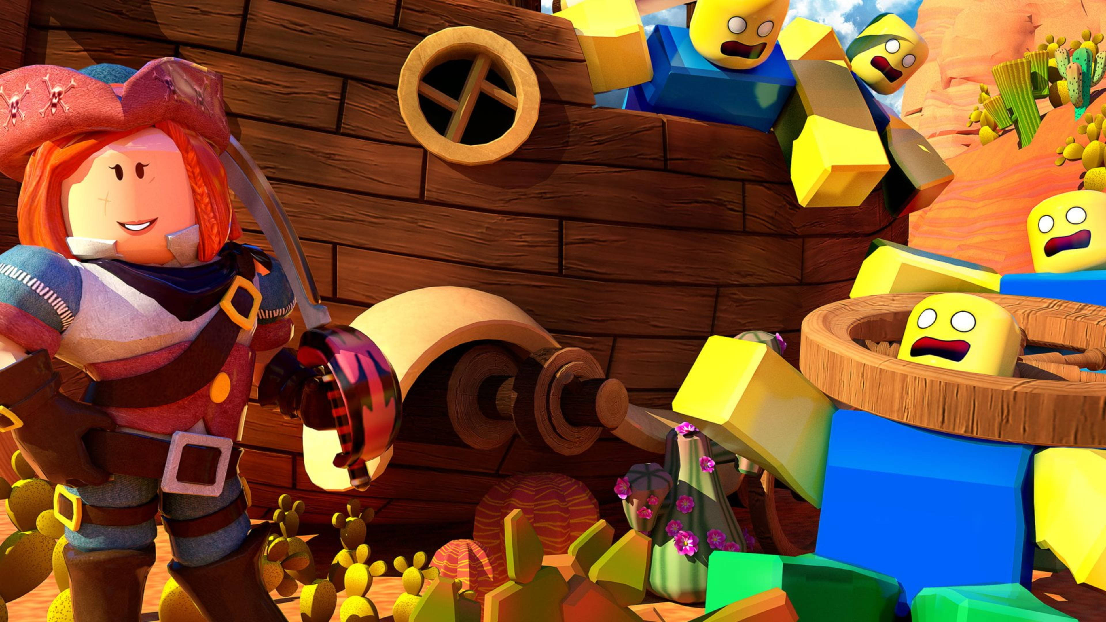 Roblox, pirate character, red hair, 4K Desktop Wallpaper