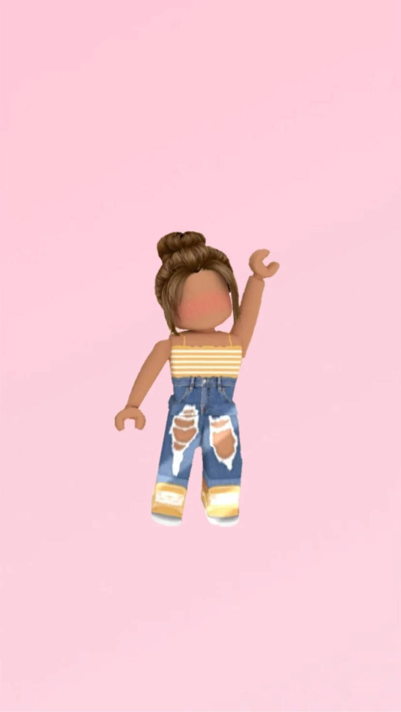Roblox avatar, brown hair, bun, HD Phone Wallpaper