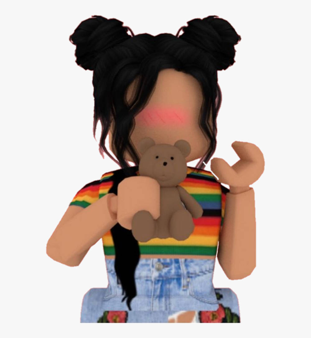 Roblox avatar, black twin buns, rainbow shirt, SD Phone Wallpaper