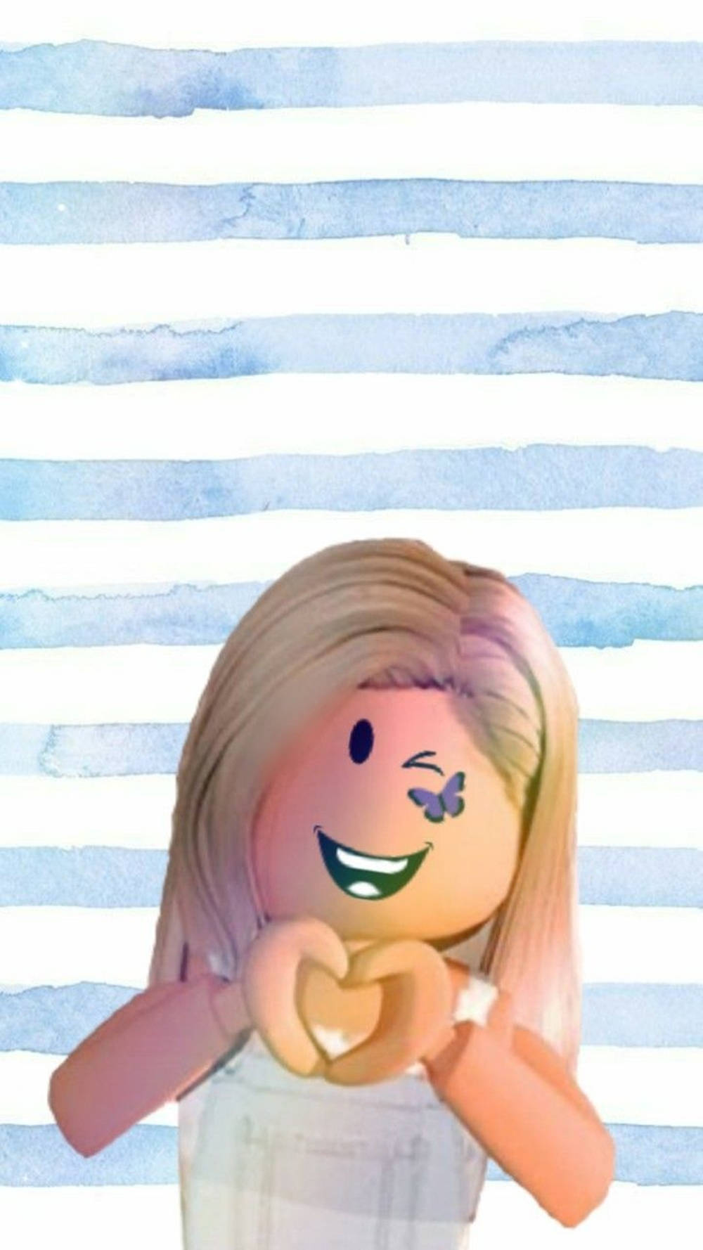 Roblox avatar, blonde hair, butterfly, HD Phone Wallpaper