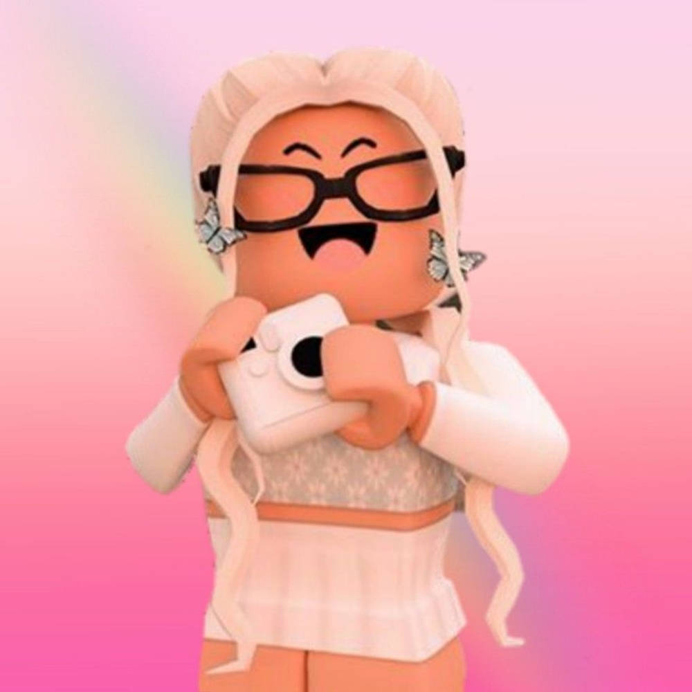Roblox avatar, blonde hair, glasses, SD Desktop Wallpaper