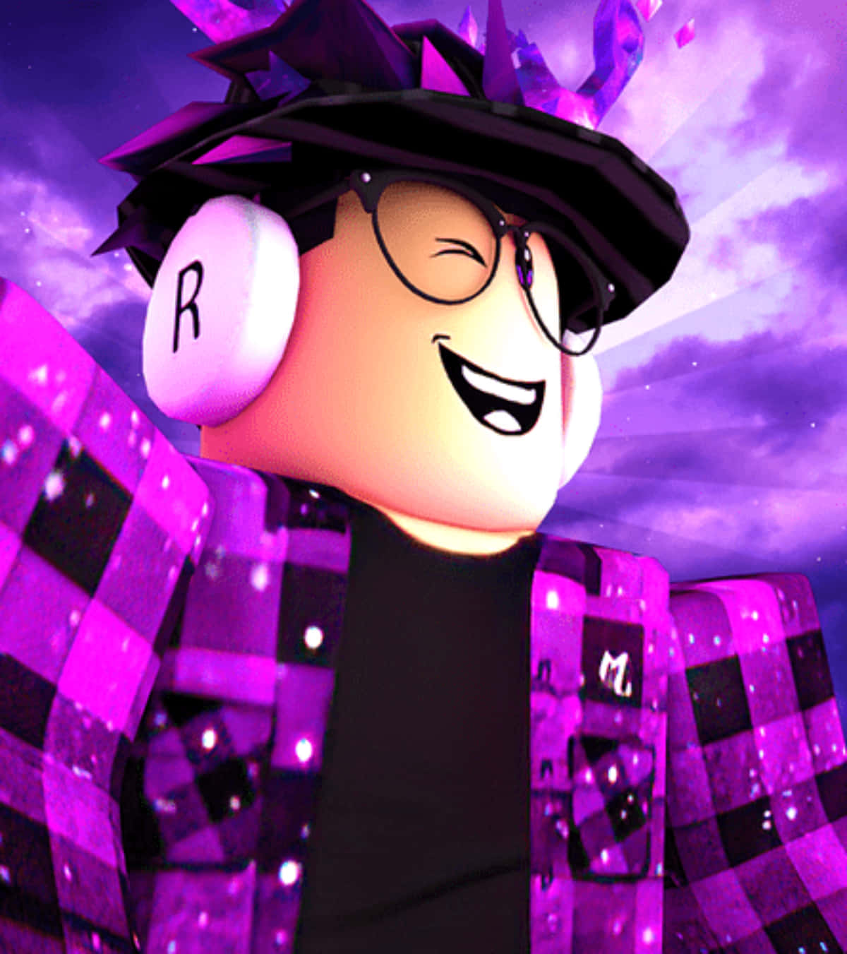Roblox avatar, glasses, purple checkered jacket, HD Phone Wallpaper