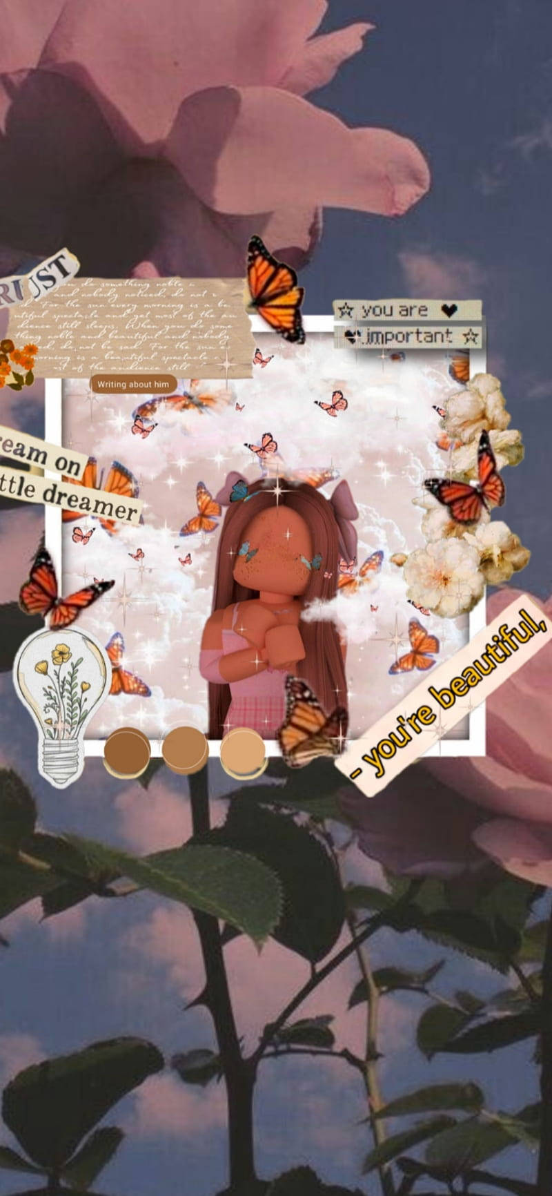 Roblox Avatar, girly collage, butterflies, HD Phone Wallpaper