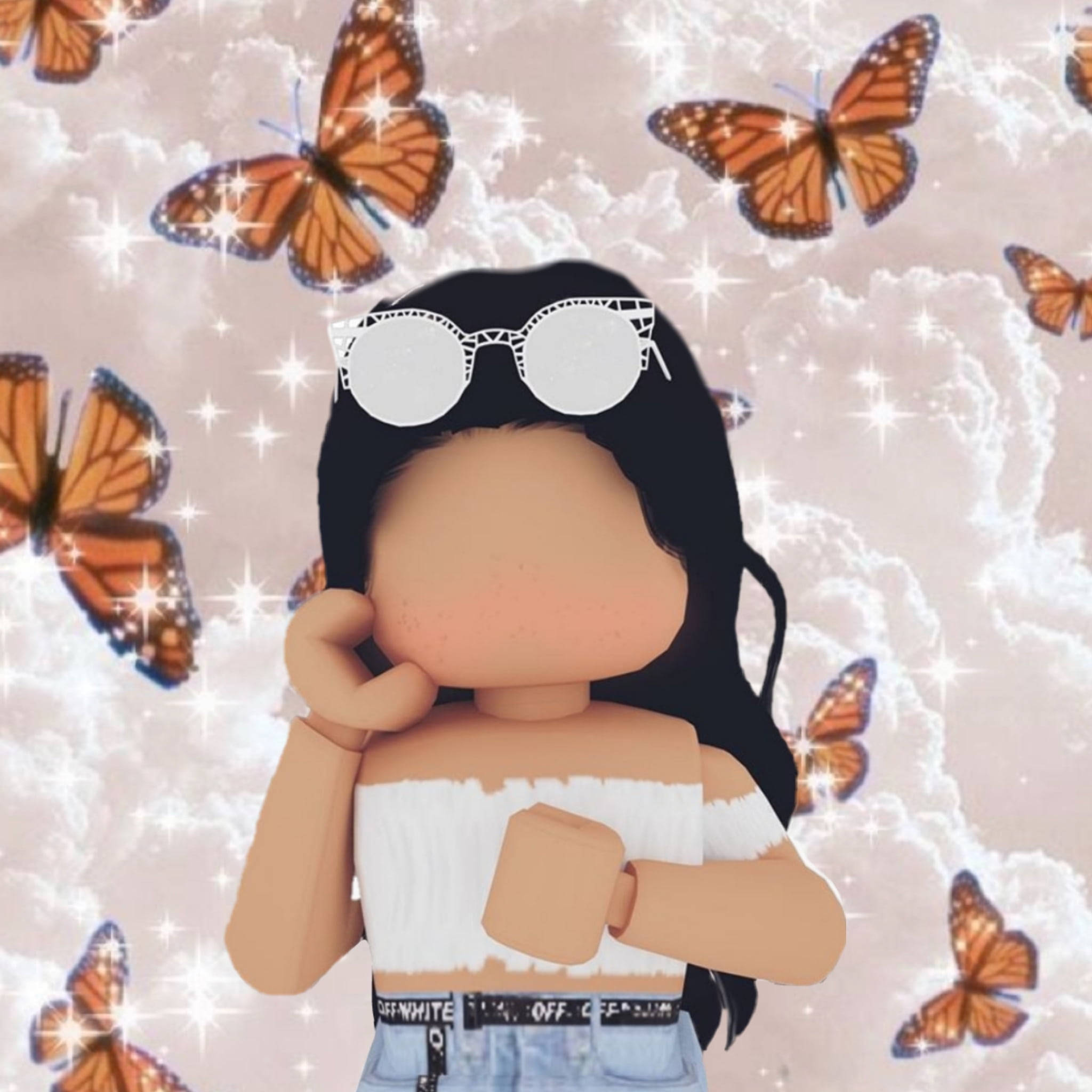 Roblox Avatar, black hair, white sunglasses, Full HD Desktop Wallpaper