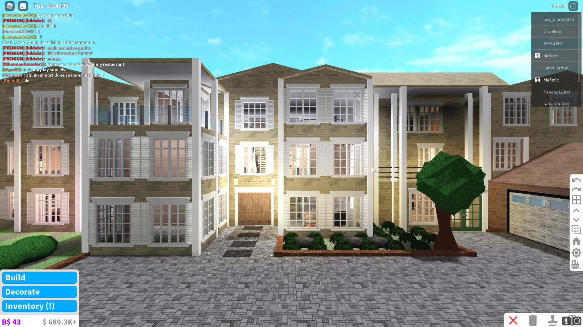 Roblox Bloxburg, modern multi-story residential building, glowing windows, Full HD Desktop Wallpaper