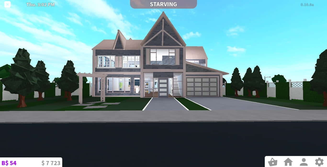 Roblox Bloxburg, two-story house, large windows, HD Desktop Wallpaper