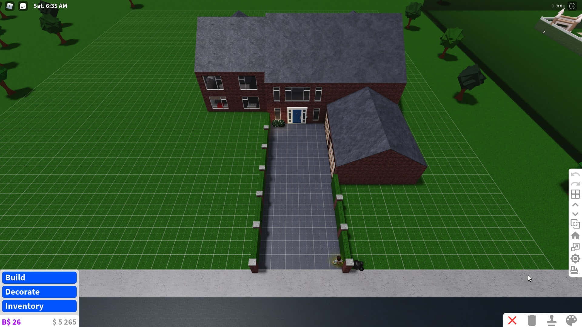 Roblox Bloxburg, red brick house, gray roof, Full HD Desktop Wallpaper