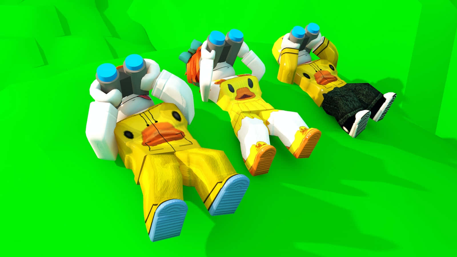 Roblox Bloxburg, duck-themed Roblox avatars, yellow outfits, HD Desktop Wallpaper