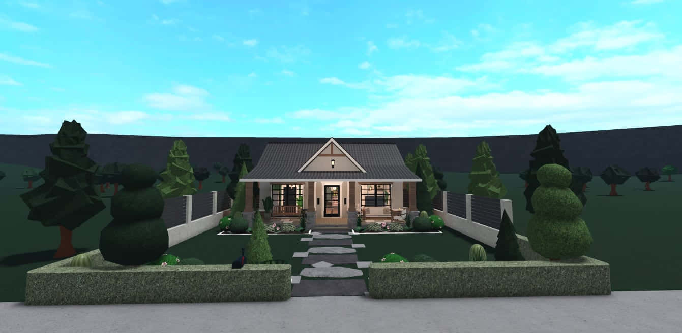 Roblox Bloxburg, single-story house, stone pathway, HD Desktop Wallpaper