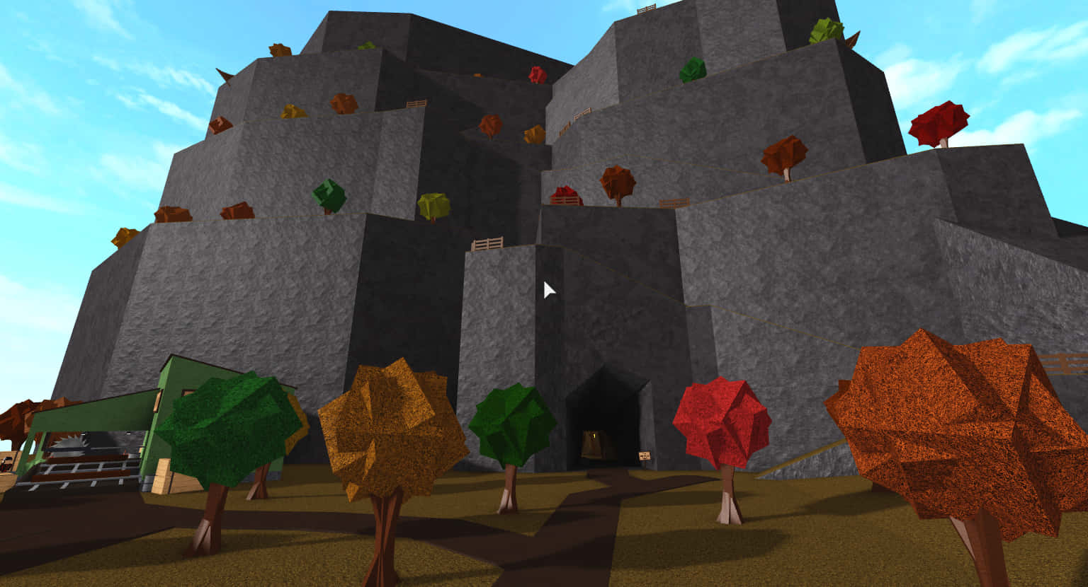 Roblox Bloxburg, blocky digital mountain, colorful geometric trees, HD Desktop Wallpaper