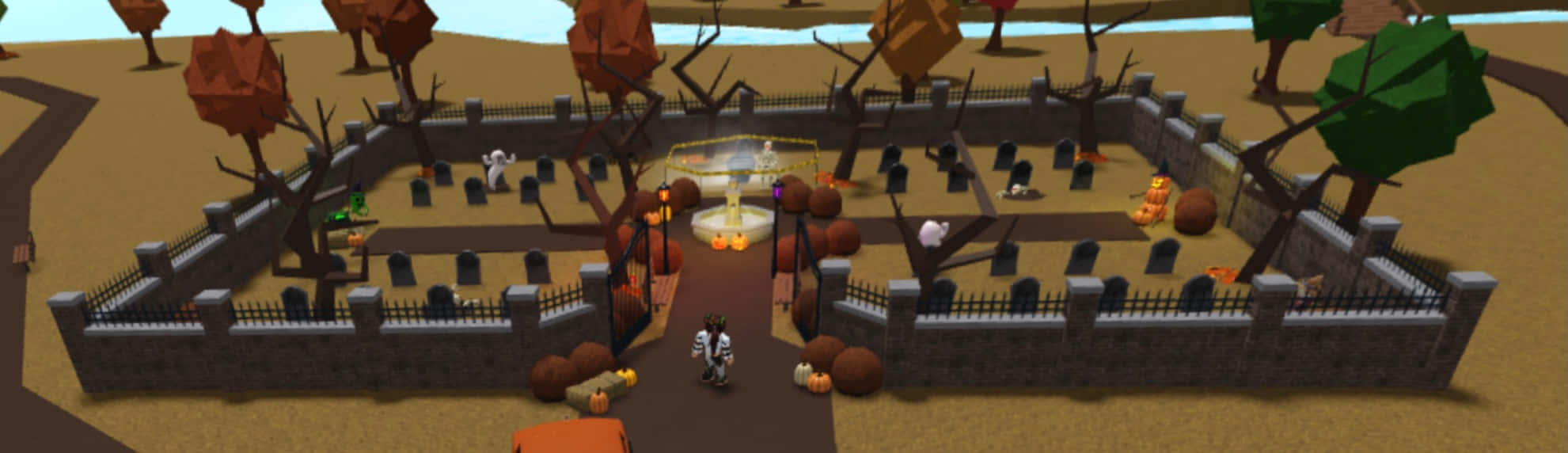 Roblox Bloxburg, Halloween graveyard, tombstones, Full HD Desktop Wallpaper