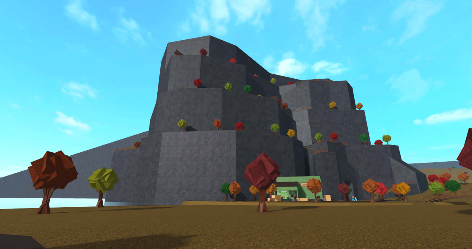 Roblox Bloxburg, low-poly mountain, colorful blocky trees, HD Desktop Wallpaper