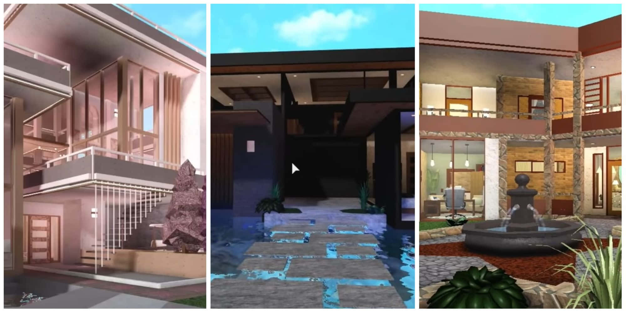 Roblox Bloxburg, tropical villa, glass balconies, Full HD Desktop Wallpaper