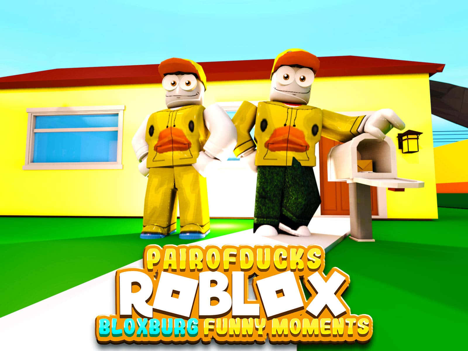 Roblox Bloxburg, cartoon duck characters, yellow outfits, HD Desktop Wallpaper