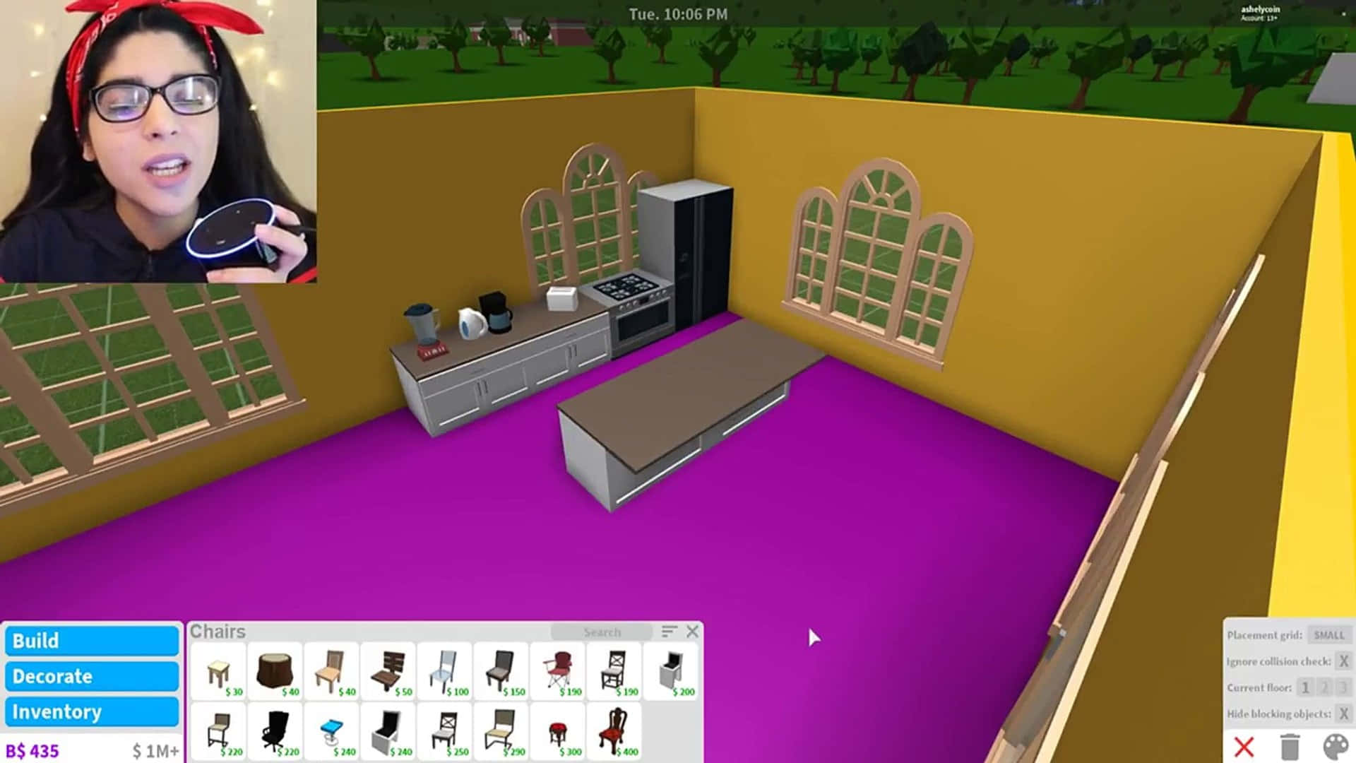 Roblox Bloxburg, vibrant purple-floored, yellow walls, Full HD Desktop Wallpaper