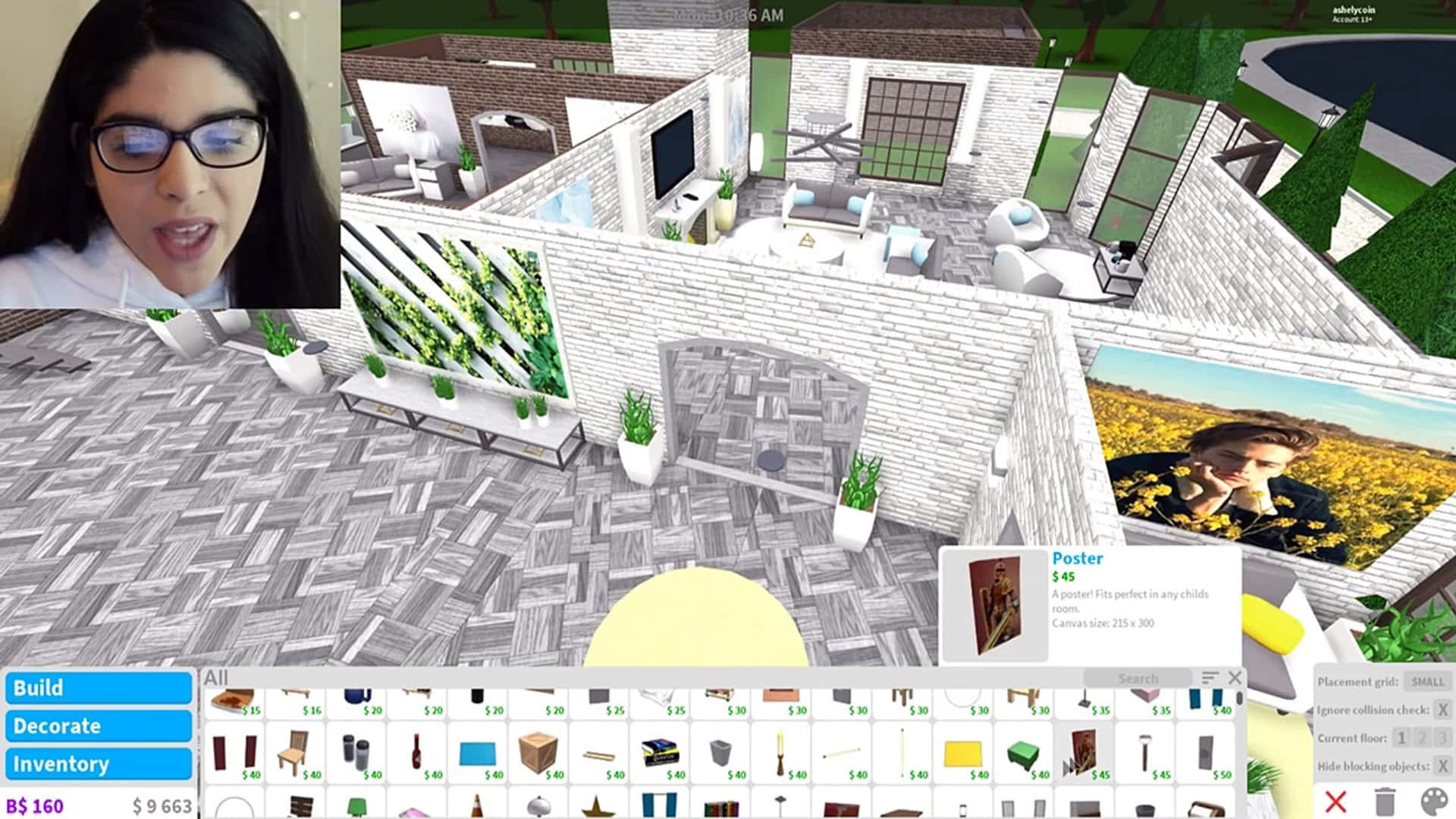 Roblox Bloxburg, modern white brick house, herringbone flooring, Full HD Desktop Wallpaper