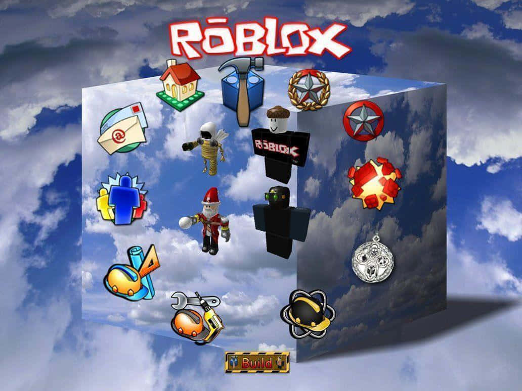 Roblox, Roblox logo, iconic game icons, SD Desktop Wallpaper