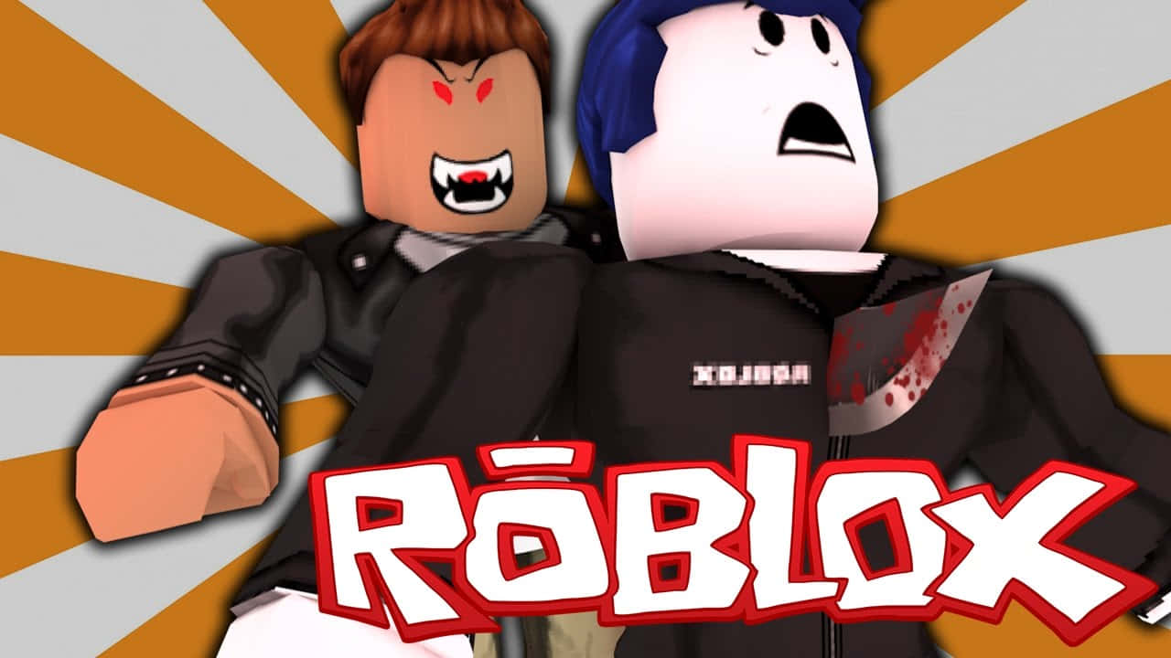 Roblox characters, red eyes, fangs, HD Desktop Wallpaper