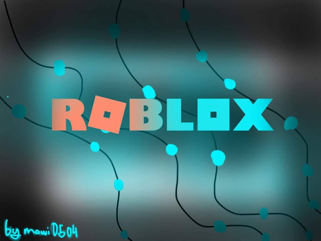 Roblox logo, teal, orange, SD Desktop Wallpaper