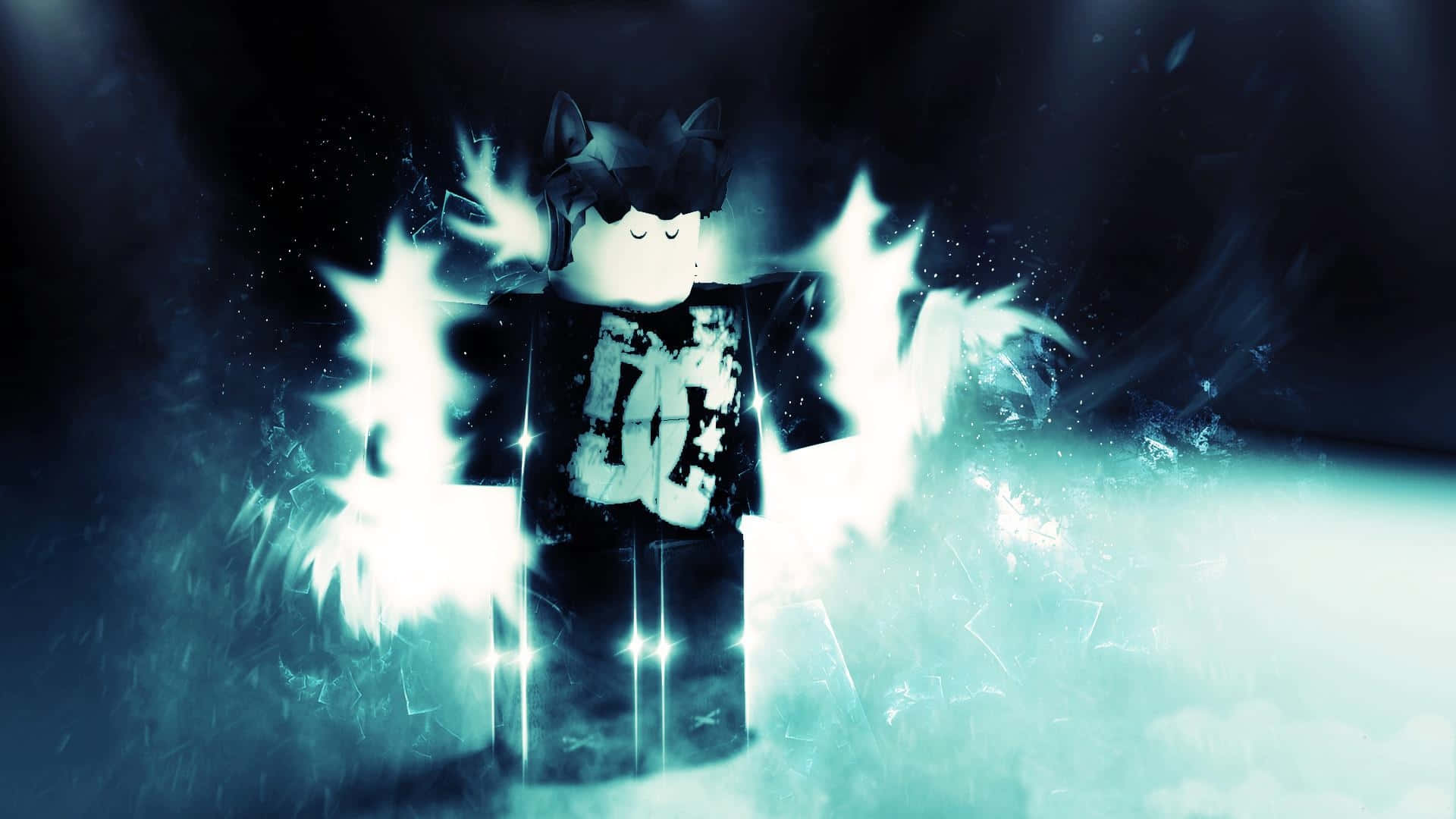 Roblox Blue, cat ears, electric blue energy, Full HD Desktop Wallpaper