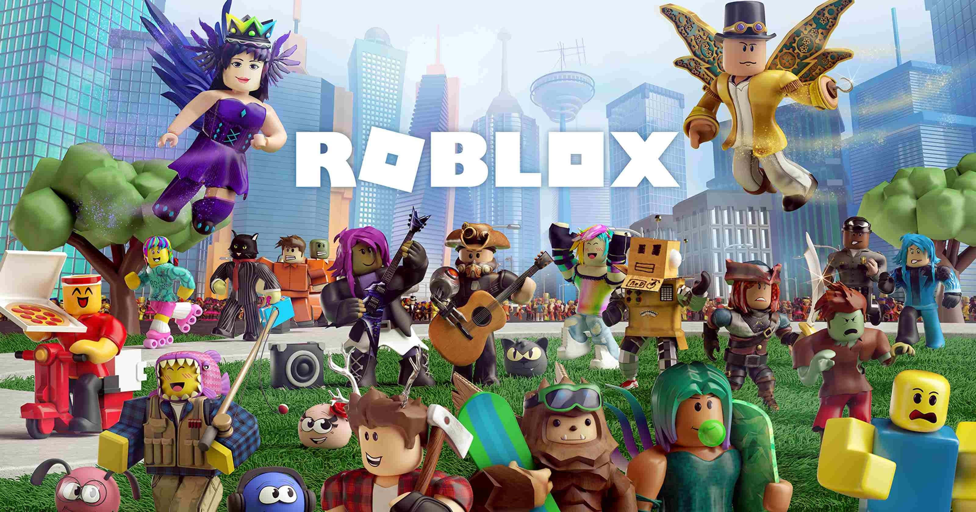 Roblox characters, colorful avatars, grass, 2K Desktop Wallpaper
