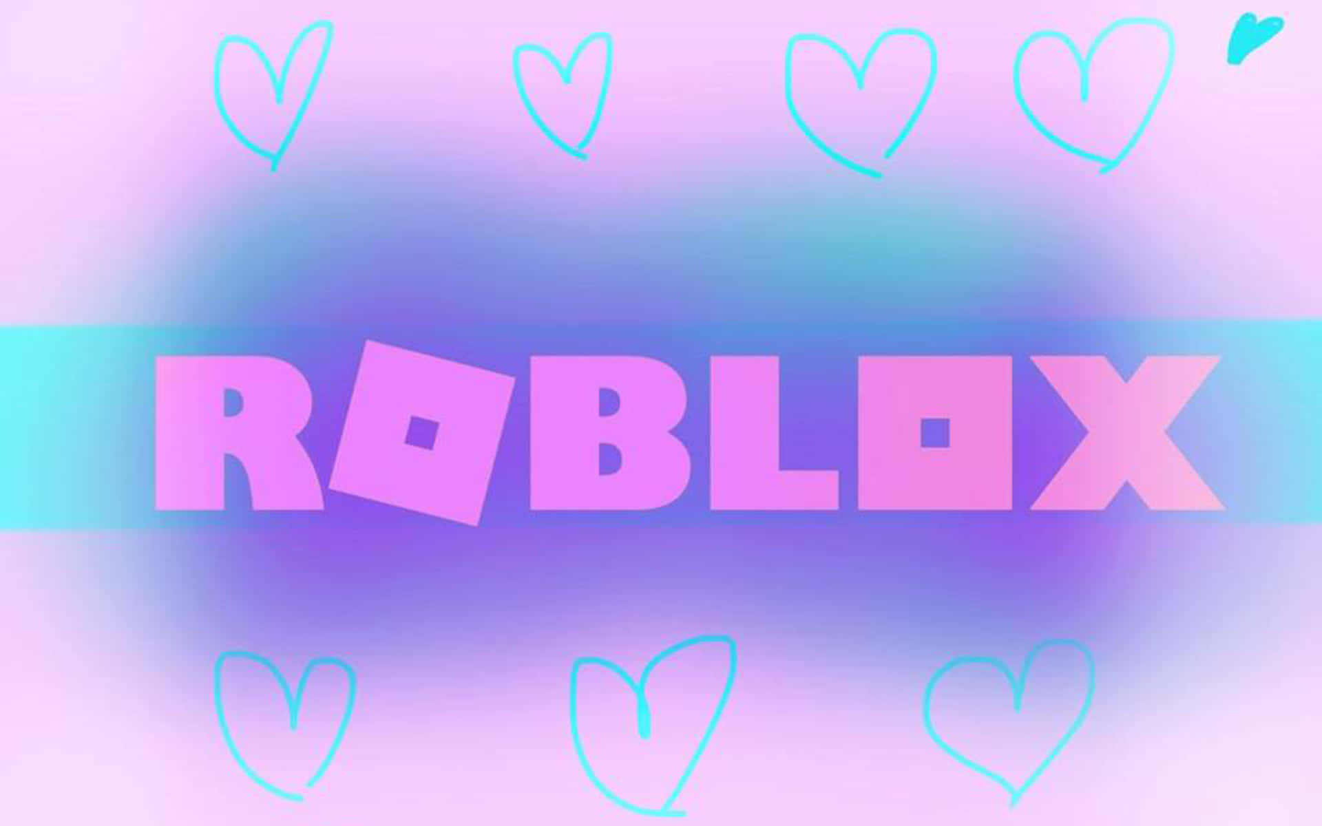 Roblox, hearts, pink and cyan gradient, Full HD Desktop Wallpaper