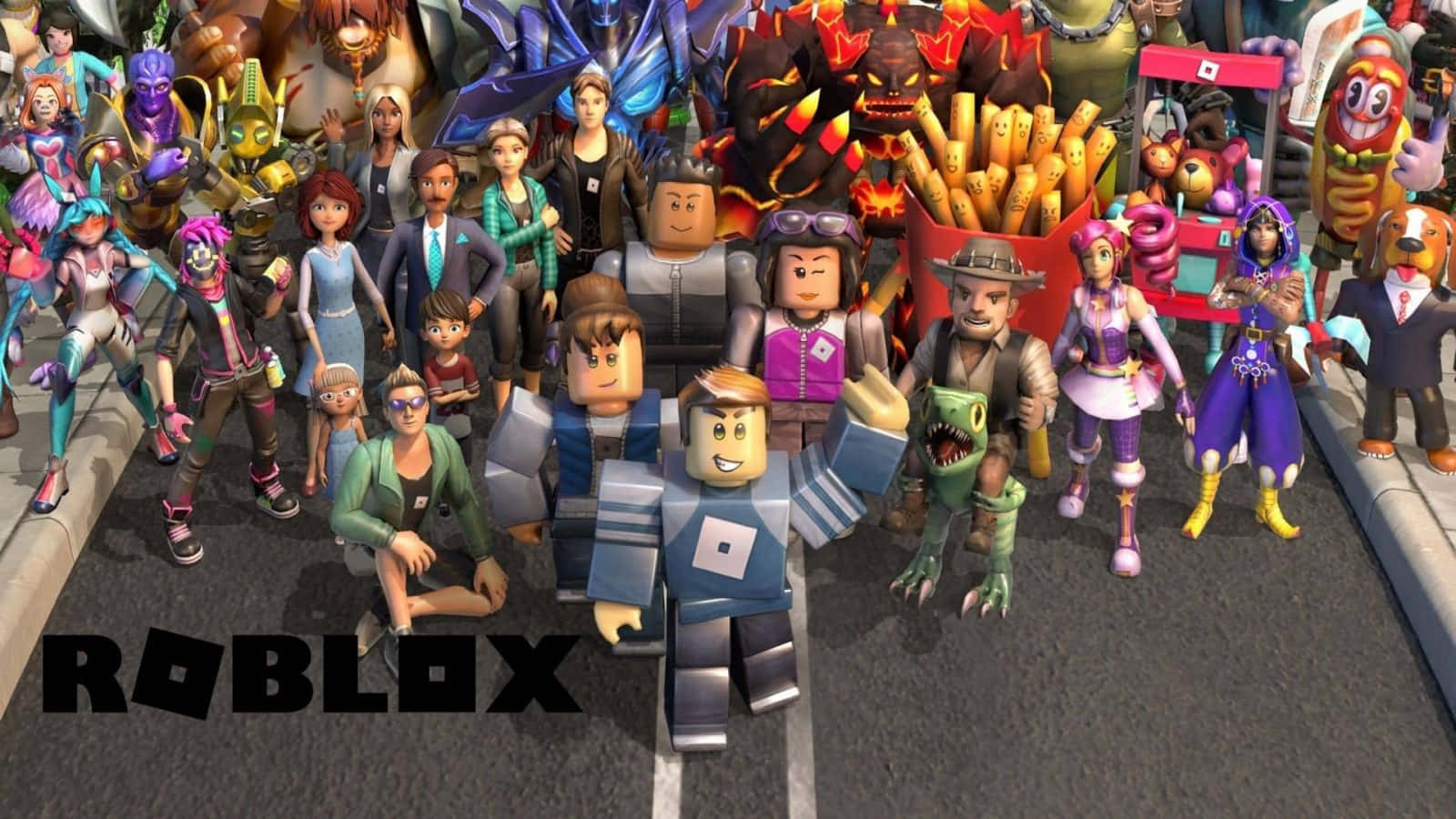Roblox, blocky avatars, iconic characters, HD Desktop Wallpaper