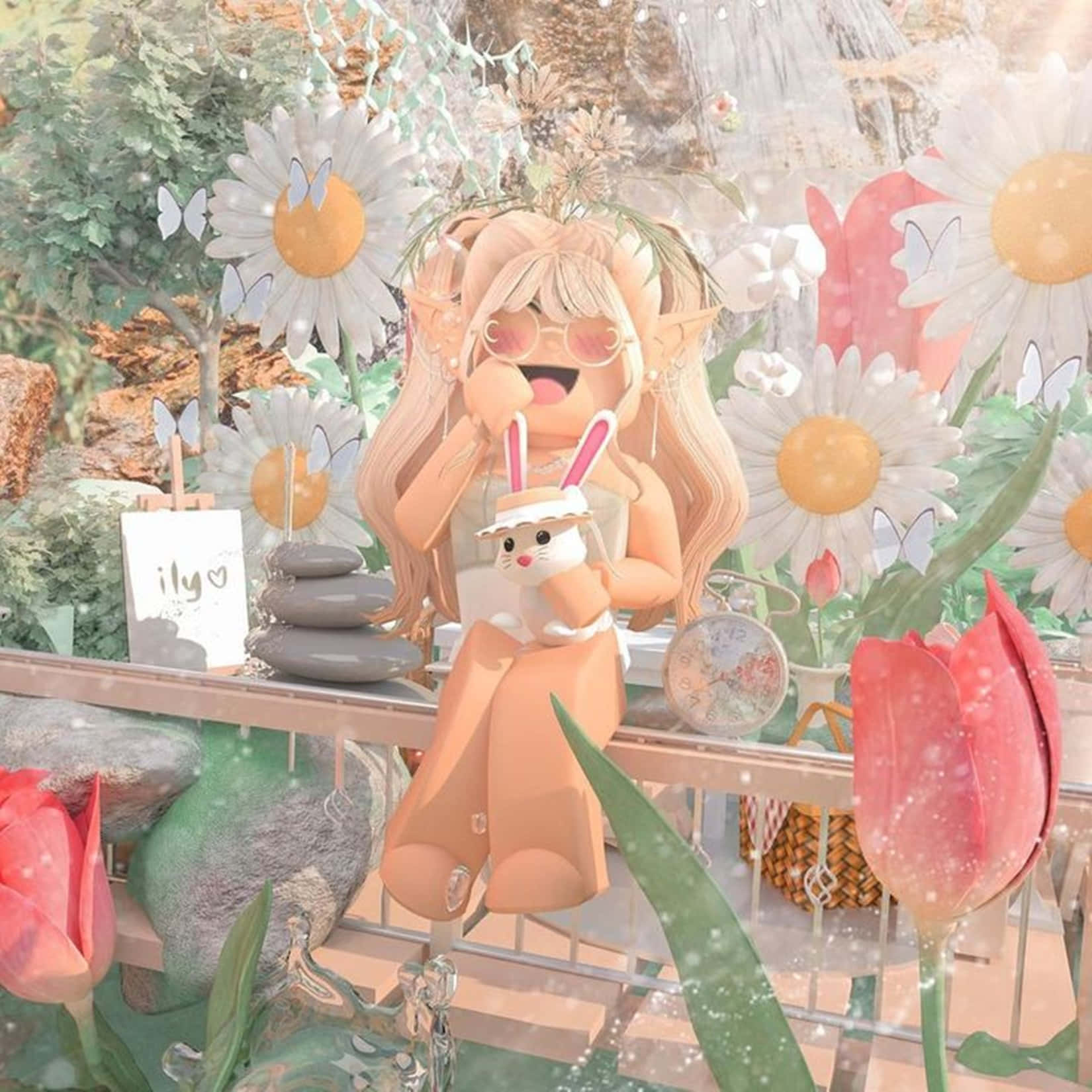 Roblox Gfx, anime girl, bunny ears, HD Desktop Wallpaper