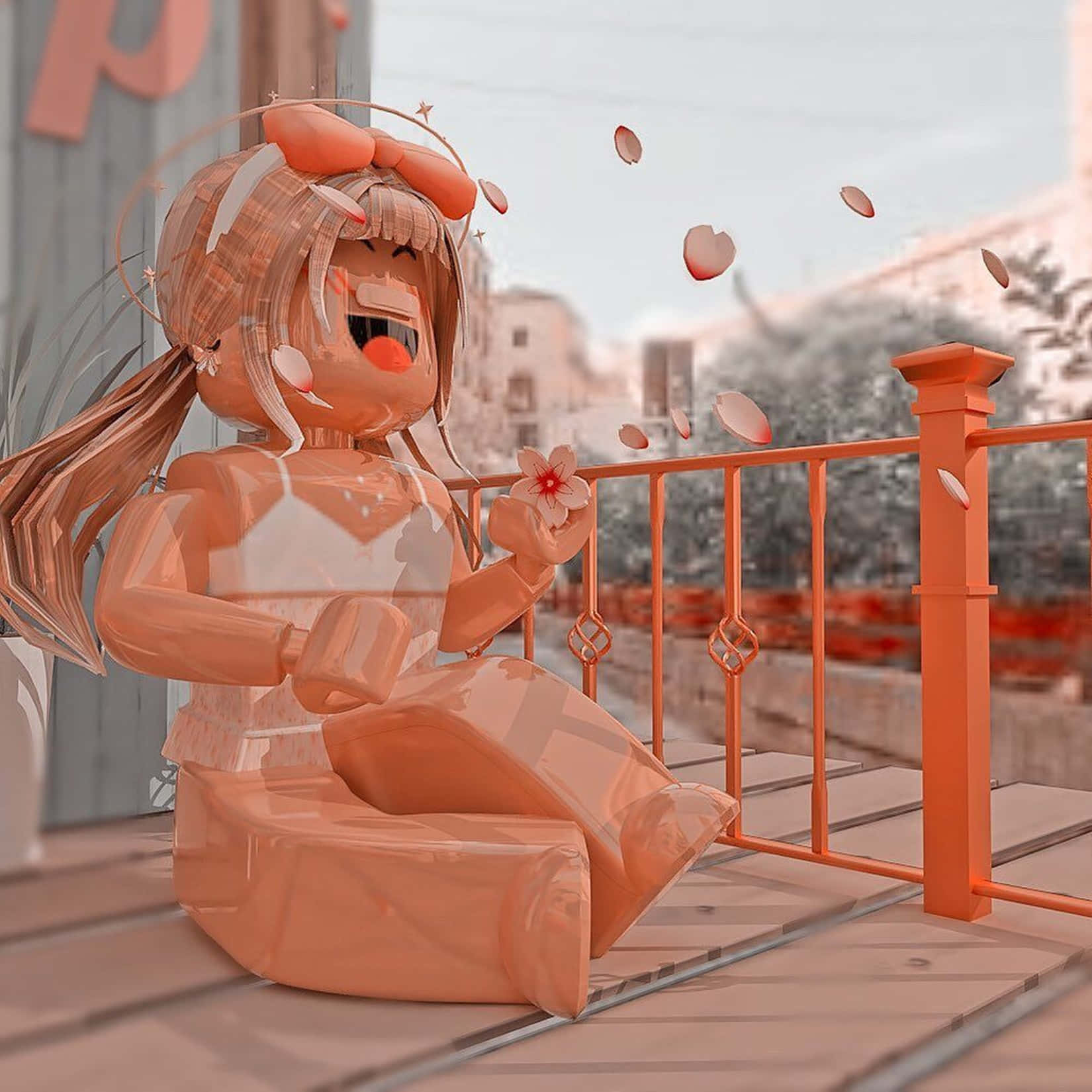 Roblox Flower Girl Gfx, anime girl, peach hair, HD Desktop Wallpaper
