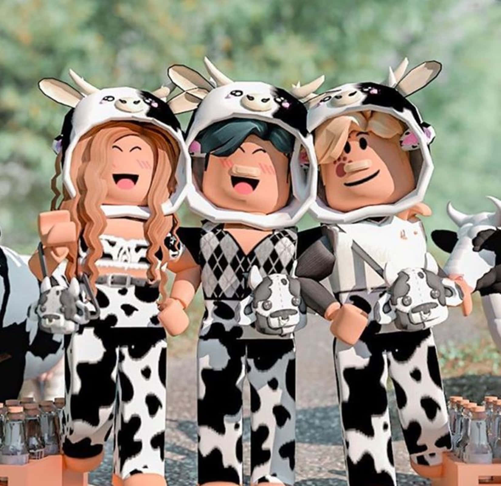 Roblox, cow costumes, milk bottles, HD Desktop Wallpaper
