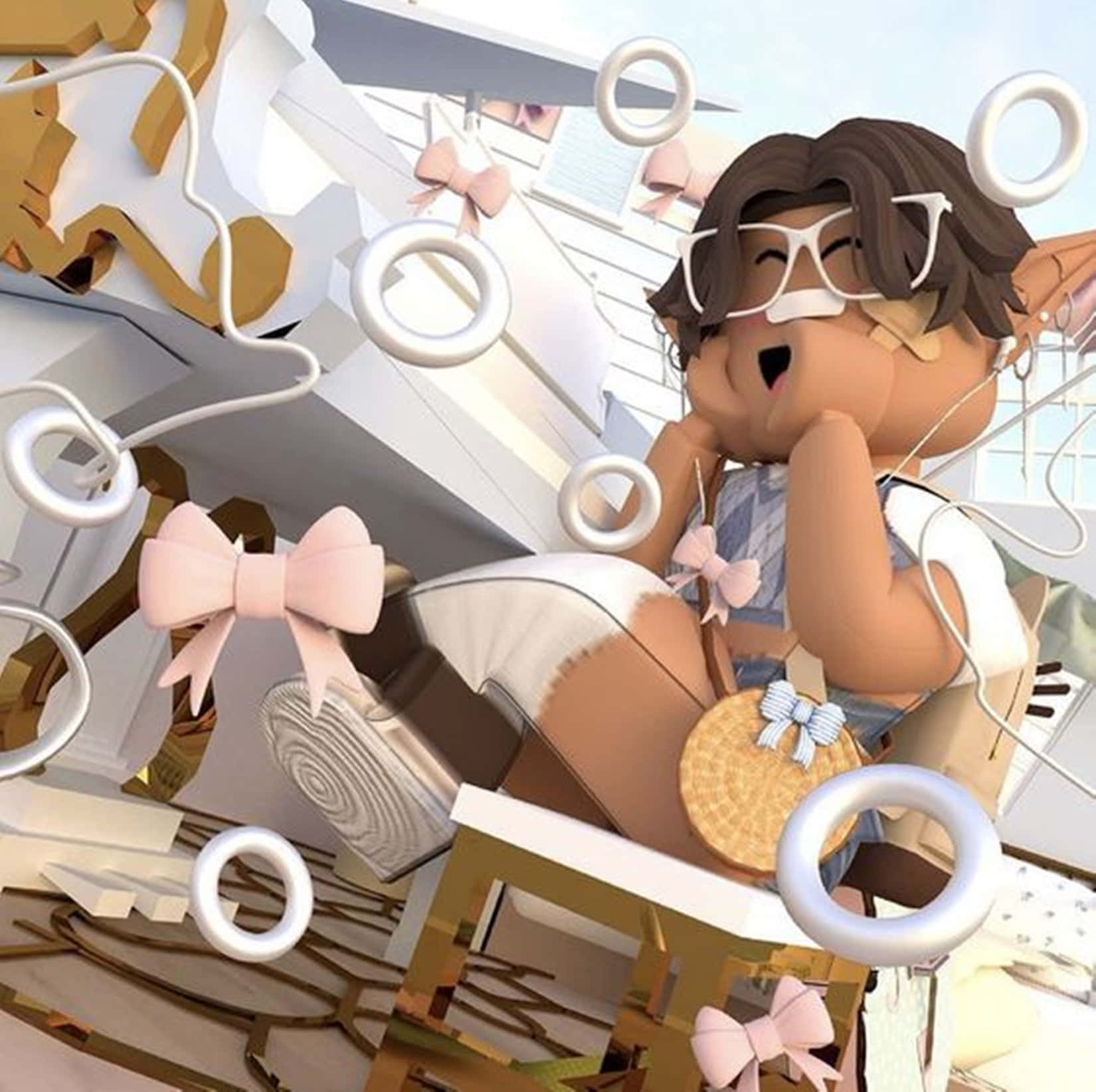 Roblox Gfx, anime-style girl, glasses, HD Desktop Wallpaper