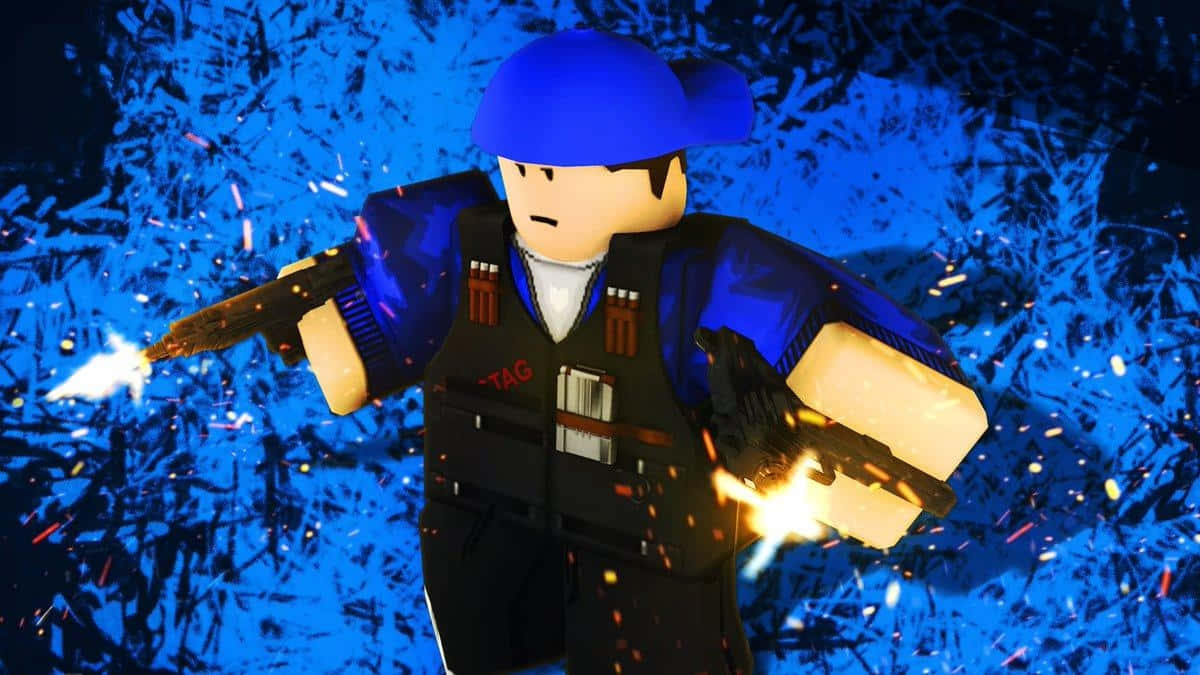 Roblox, blue cap, tactical vest, SD Desktop Wallpaper
