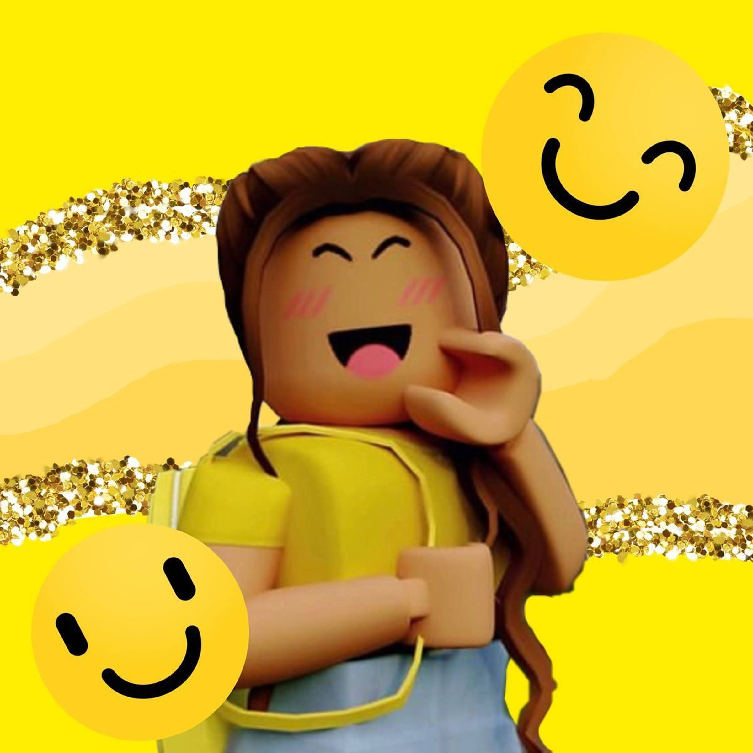 Roblox Girl, brown hair, yellow top, Full HD Desktop Wallpaper