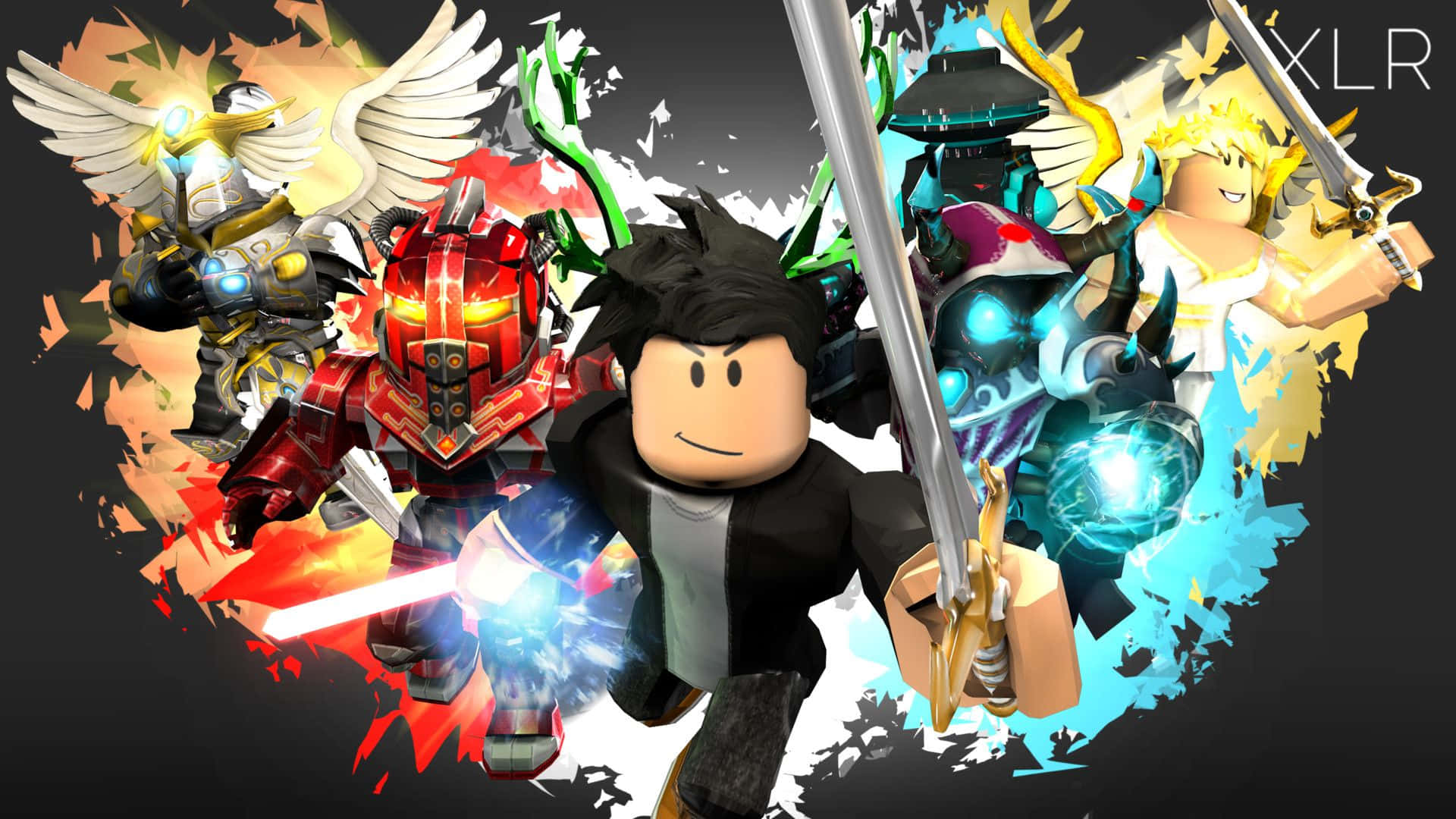 Roblox Character, glowing sword, fantastical armored allies, Full HD Desktop Wallpaper