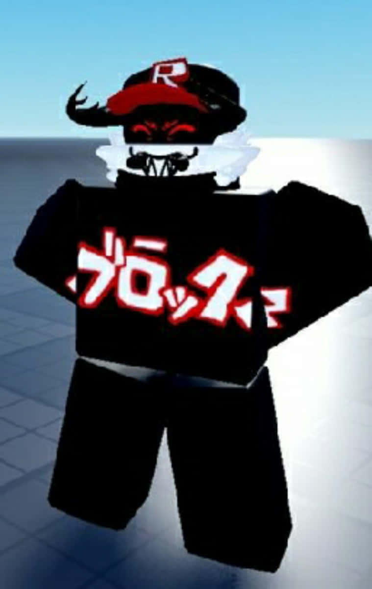 Roblox character, red cap, black and red cap with horns, SD Phone Wallpaper