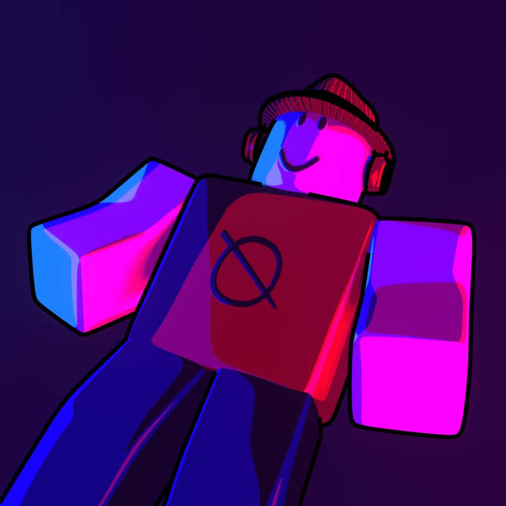 Neon Lights Roblox PFP, red beanie, headphones, SD Desktop Wallpaper