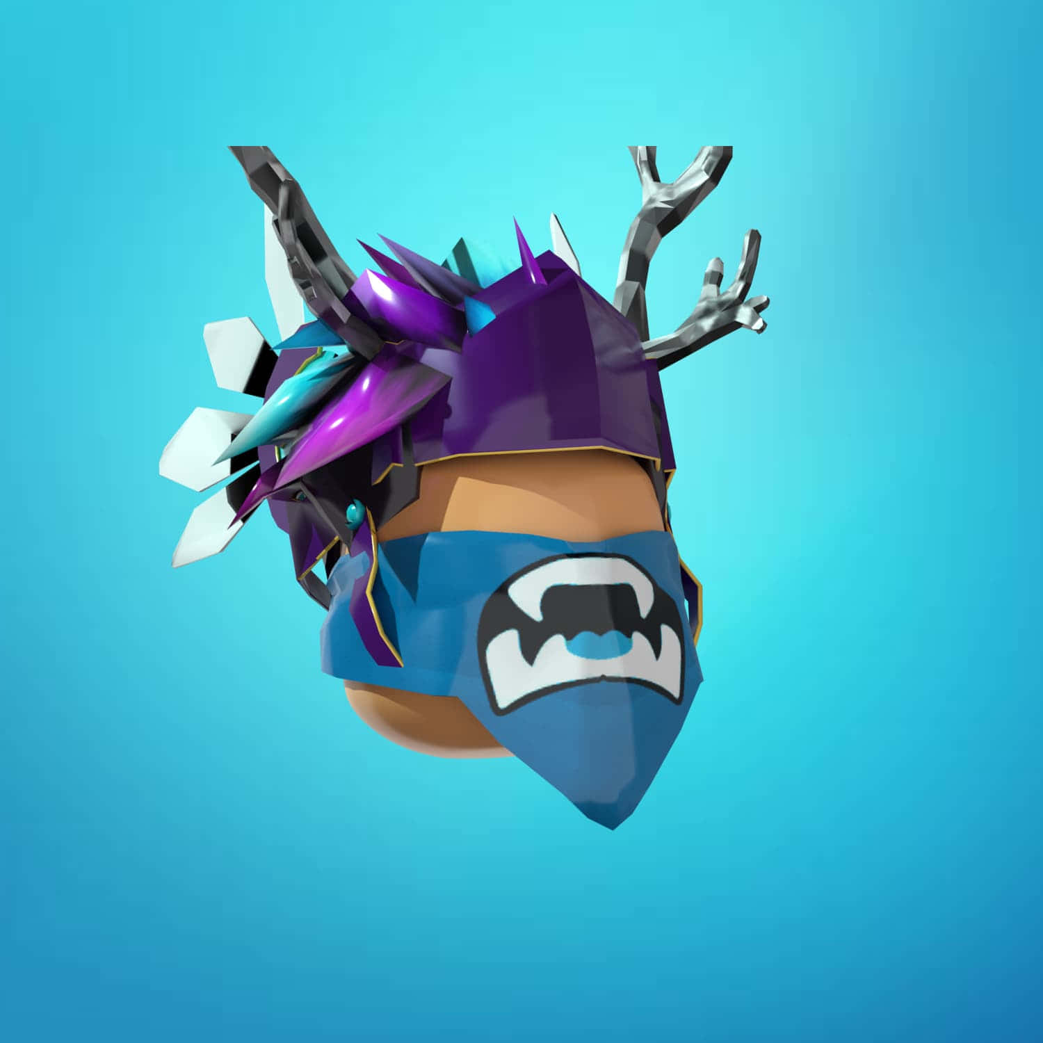 Roblox PFP, purple helmet antlers, blue mask, HD Desktop Wallpaper