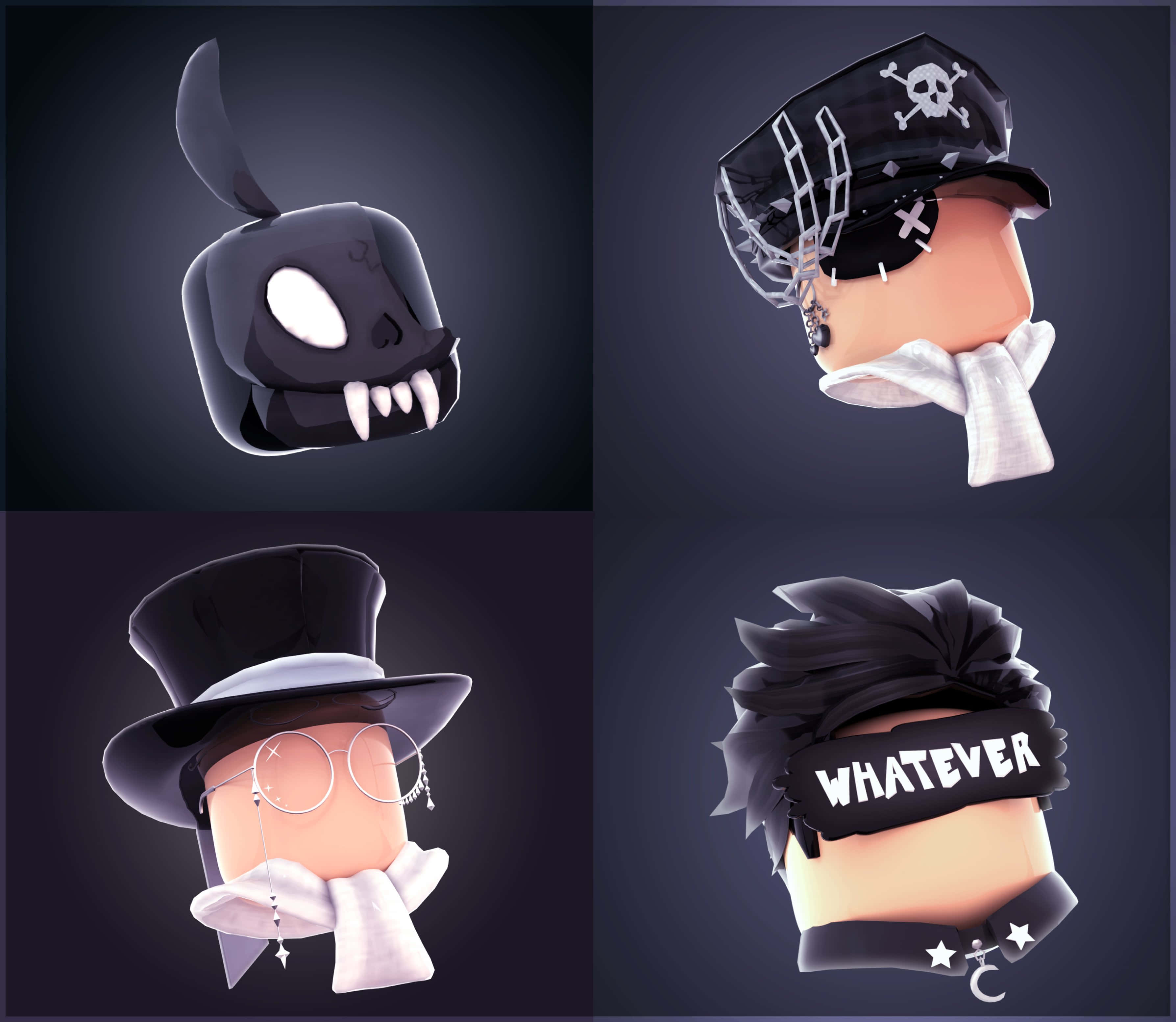 Black Collage Roblox PFP, blocky avatars, unique hats and accessories, 2K Desktop Wallpaper
