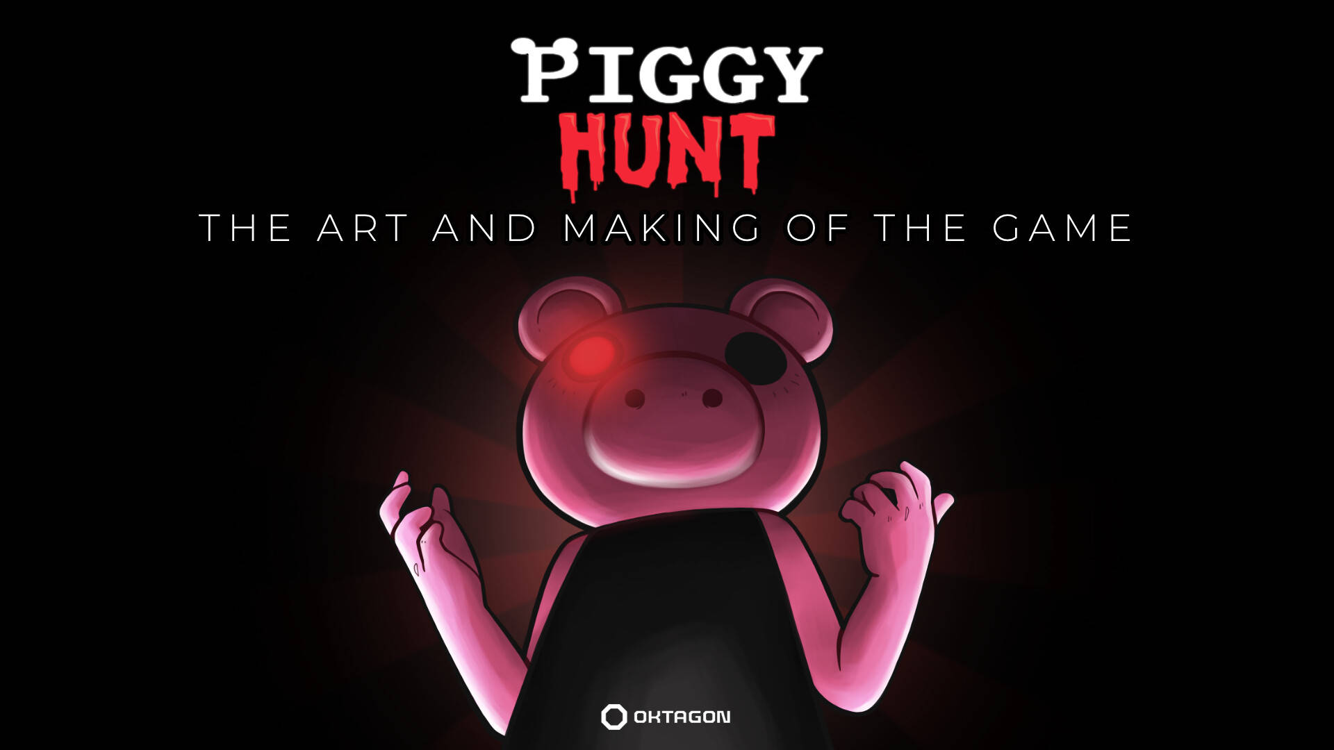 Roblox Piggy, pink cartoon pig, glowing red eye, Full HD Desktop Wallpaper