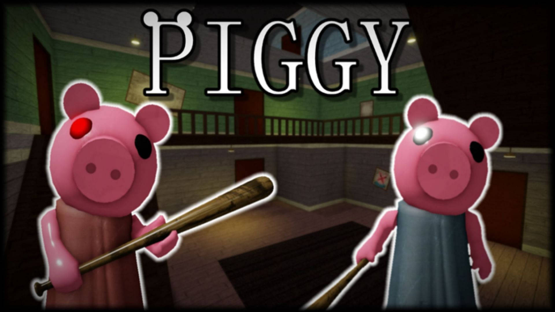 Roblox Piggy, cartoon pigs, glowing eyes, Full HD Desktop Wallpaper