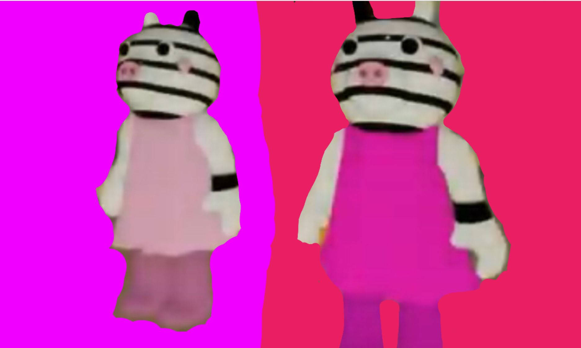 Roblox Piggy, cartoon zebra characters, pink dresses, HD Desktop Wallpaper